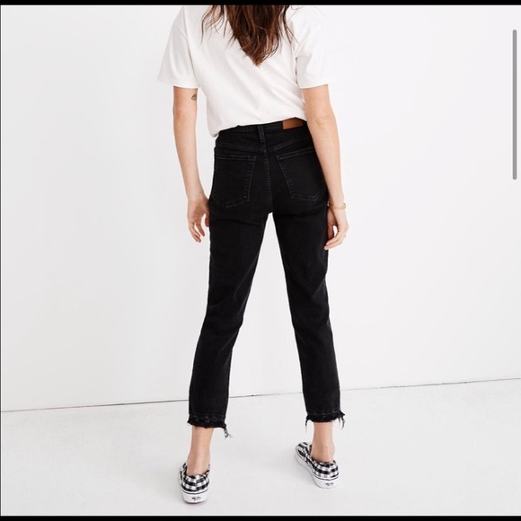 Madewell 29 Black Ripped Mom Jeans Raney Wash NWOT - Picture 5 of 8